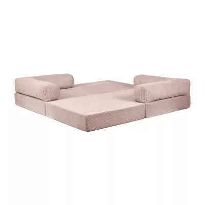 Sofa, Schlafsofa, U-förmige Couch, Beige, Kissenrollen