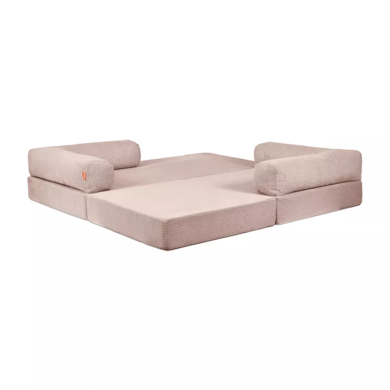 Sofa, Schlafsofa, U-förmige Couch, Beige, Kissenrollen