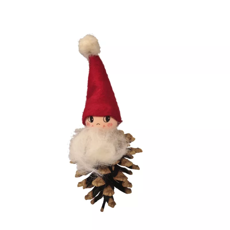 Dekofigur, Weihnachtsdeko, Elfenfigur, Rotkappe, Tannenzapfen