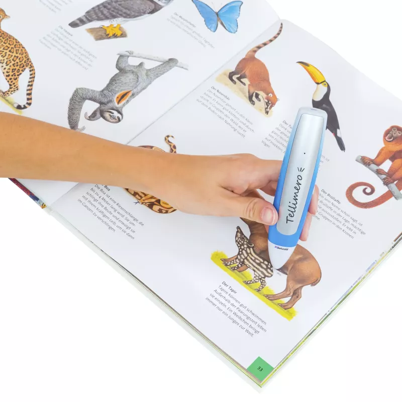 Elektrischer Textmarker, Markierstift, Kunststoffgriff, Blau-weiß, Schulbedarf