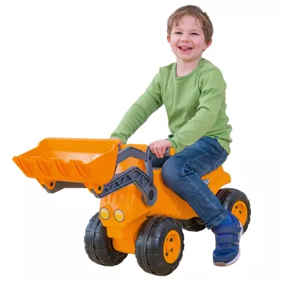 Kinderspielzeug, Lastwagen/Traktor?, Gelb/orange Spielzeugfahrzeug, Kleinst-Kindertraktor, Scooter?