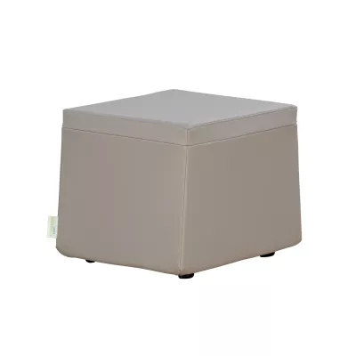 Hocker, Sitzwürfel, Bezug PU, Beige, mit Rollenfüße