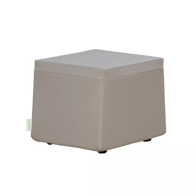 Hocker, Sitzwürfel, Bezug PU, Beige, mit Rollenfüße