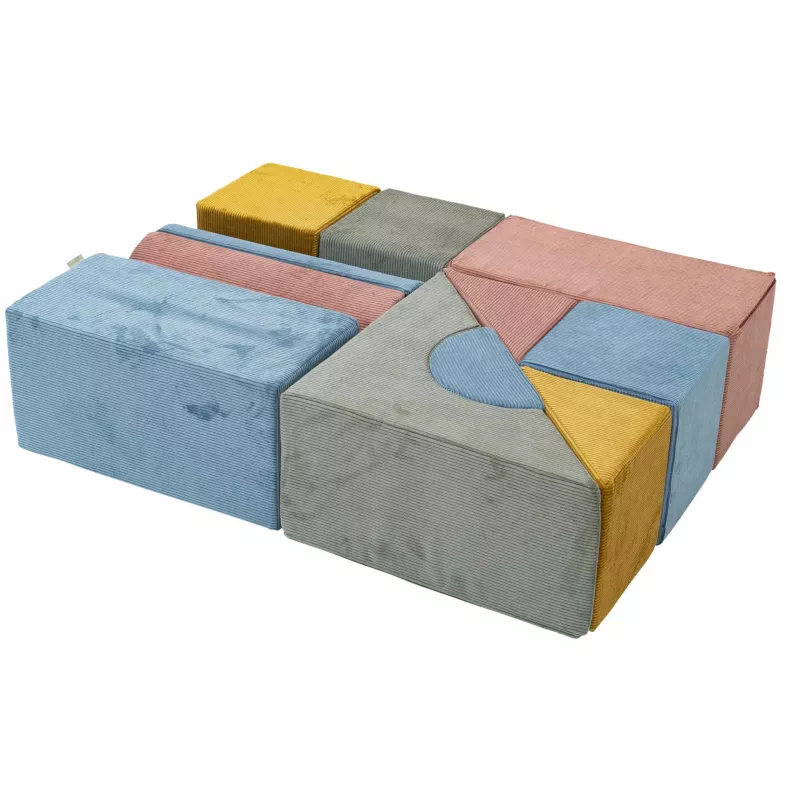 Schaumstoff-Spielsofa, Modulare Polsterblöcke, Cordstoff, Mehrfarbig, Kinder-Spielmöbel