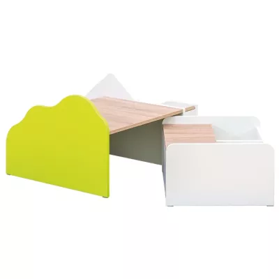 Kinderbett, Schreibtisch, Holzoptik, grün, Kombi-Bett