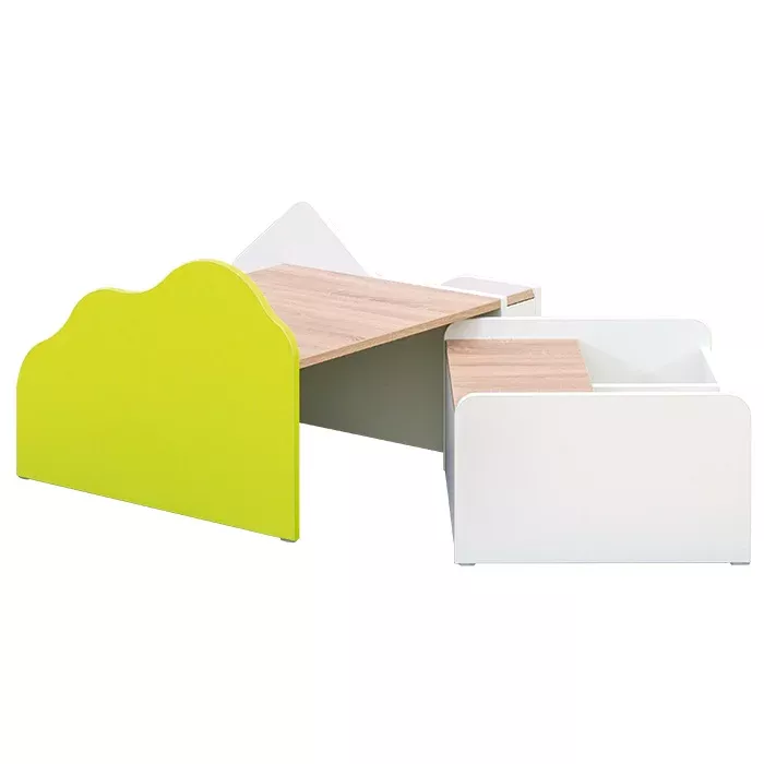 Kinderbett, Schreibtisch, Holzoptik, grün, Kombi-Bett