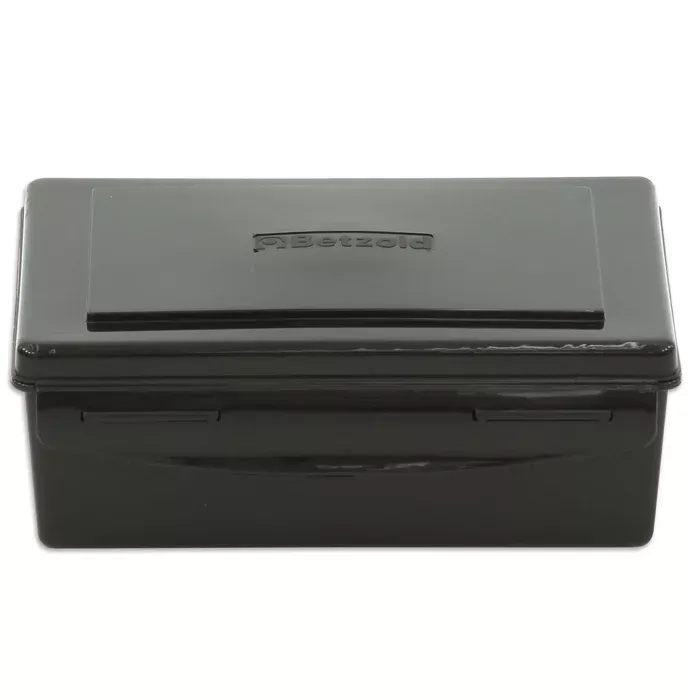 Box, Klebezettelbox, schwarz, Kunststoff, kompakt