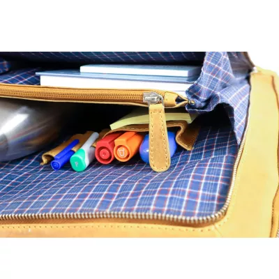 Rucksack, Ledertasche, Zubehörfach, Kugelschreiber, Schreibwaren