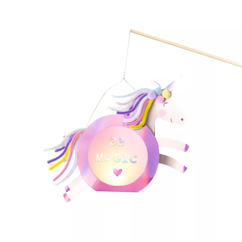 einhorn schmuck, hängende dekoration, pastellfarben, be magic, runde scheibe