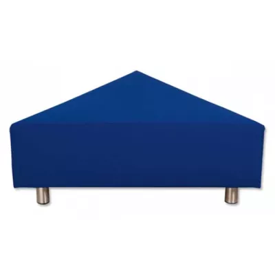 sofa bed, blaue Polsterung, Dachformen-Optik, niedrige Bauweise, Metallbeine