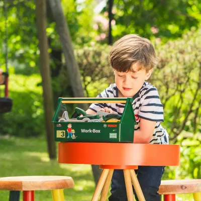 Kinderwerkzeug, Spielzeug-Box, Holzspielzeug, Werkzeugset, Grünes Box-Design