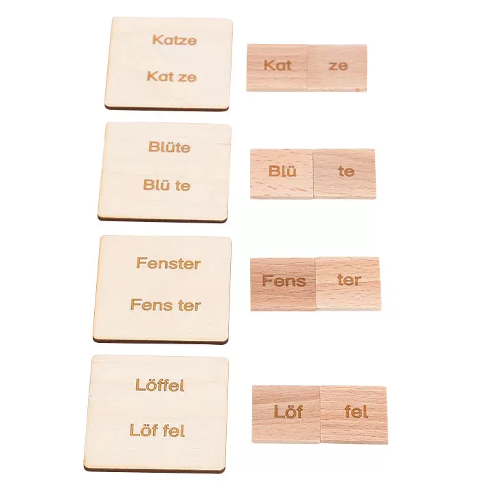 Holzblöcke, Lernspiel, Tier- und Bildungswortkarten, Wortkarten, Holzspielzeug