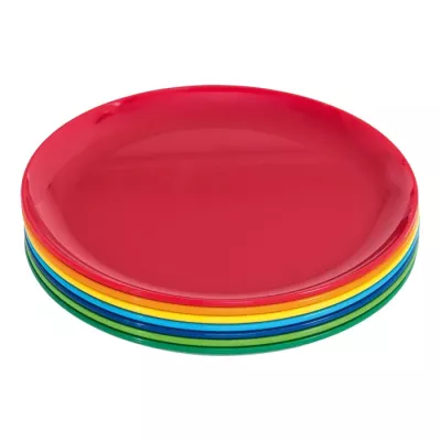 Teller, Bunte Teller, Gestapelte Teller, Plastic Teller, Roter Teller