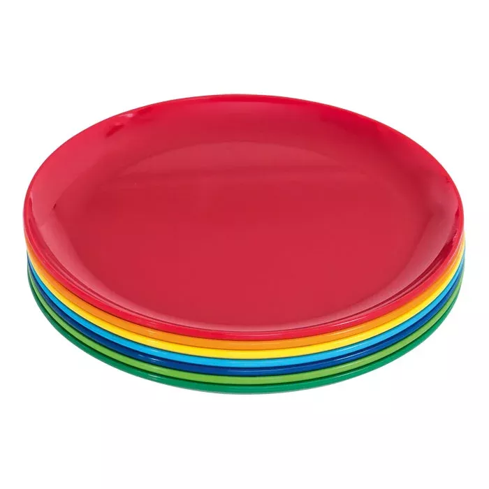 Teller, Bunte Teller, Gestapelte Teller, Plastic Teller, Roter Teller