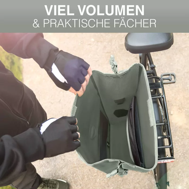 Fahrradkorb, Radtasche, Großer Innenraum, Grün, Tragesystem