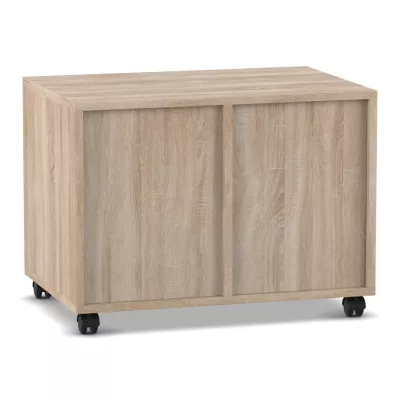 Sideboard, Eichen-Finish, Schiebetüren, Schrank auf Rollen, Aufbewahrungseinheit