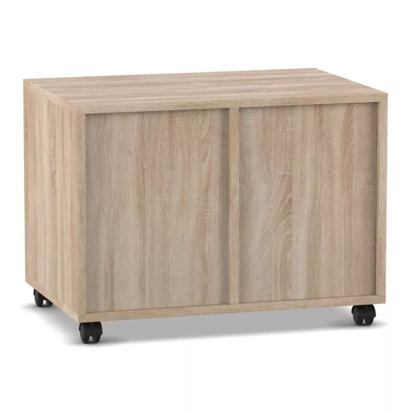 Sideboard, Eichen-Finish, Schiebetüren, Schrank auf Rollen, Aufbewahrungseinheit