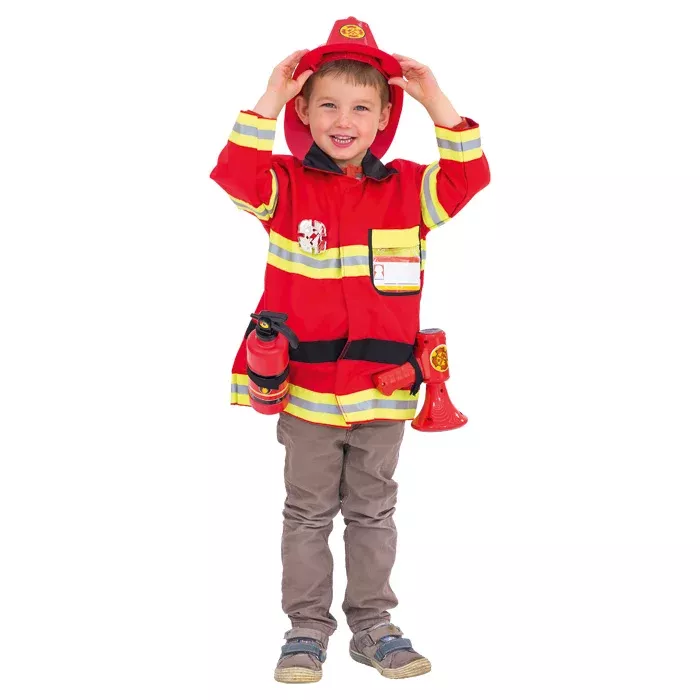Kinderfeuerwehr, Feuerwehrkostüm, Rot, Warnstreifen, Accessoires