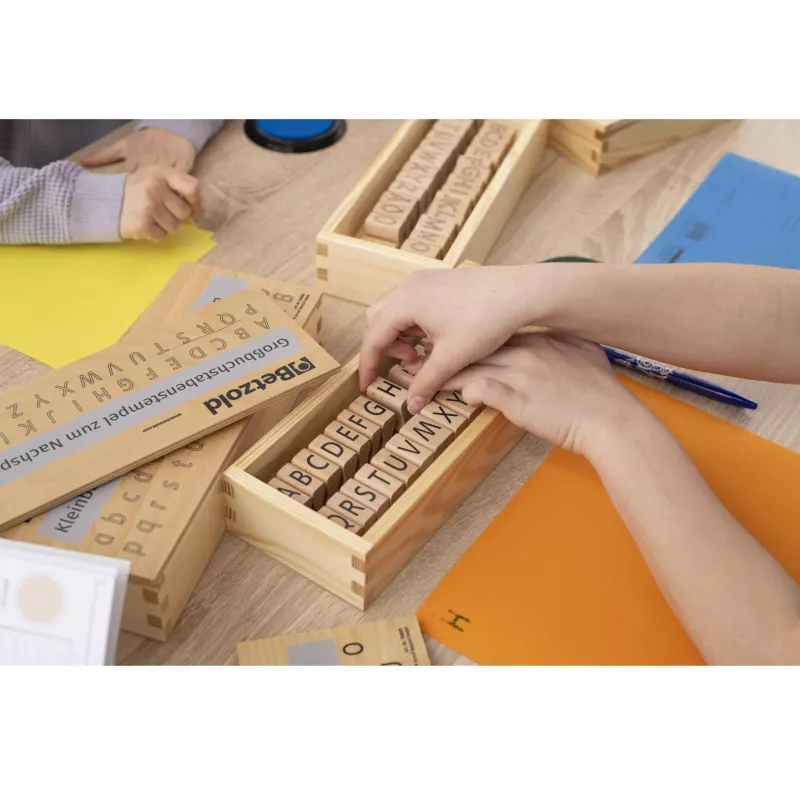 Holzbuchstaben, Alphabet, Stempelset, Bausatz, Lernmaterialien