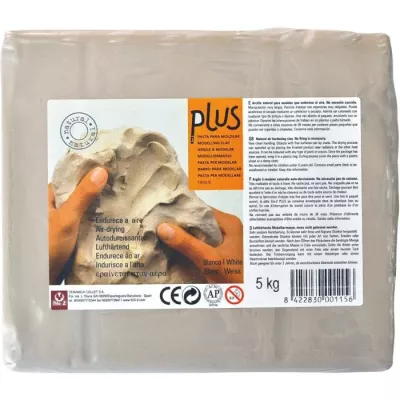 air-drying, modelling clay, white, 5 kg, craft materials