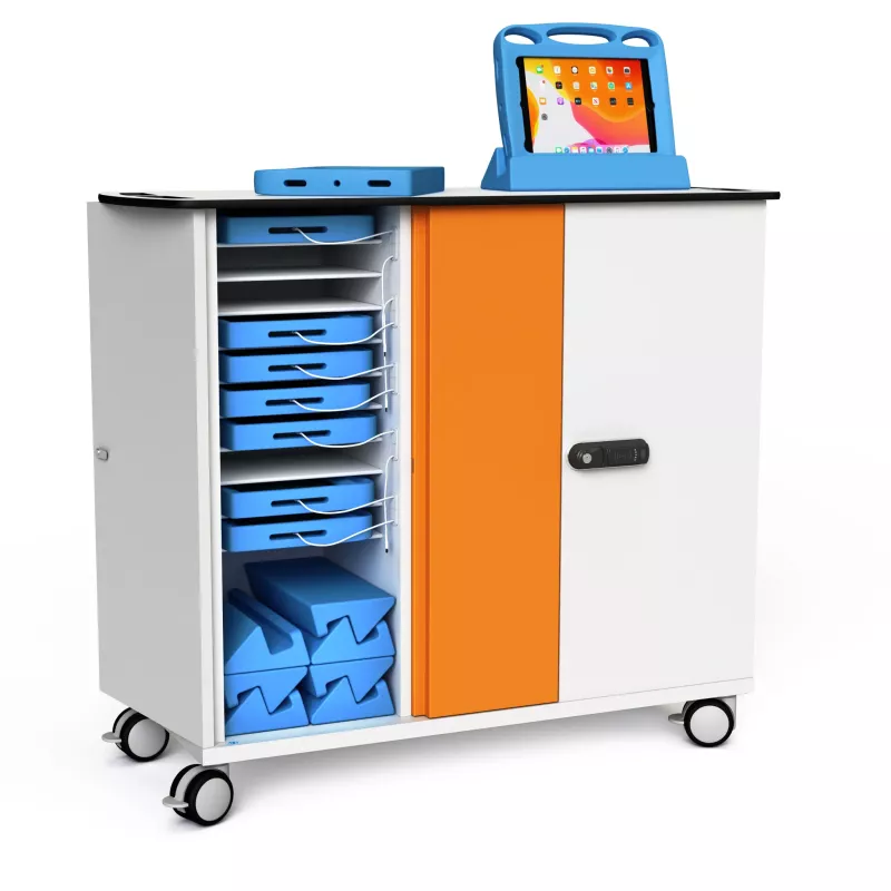 mobilesortier, rollcontainer, fächer, blau, rollenhocker