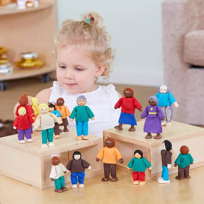 Puppenfigur, Holzfigur, Kinderfigur, Spieltisch, Spielset