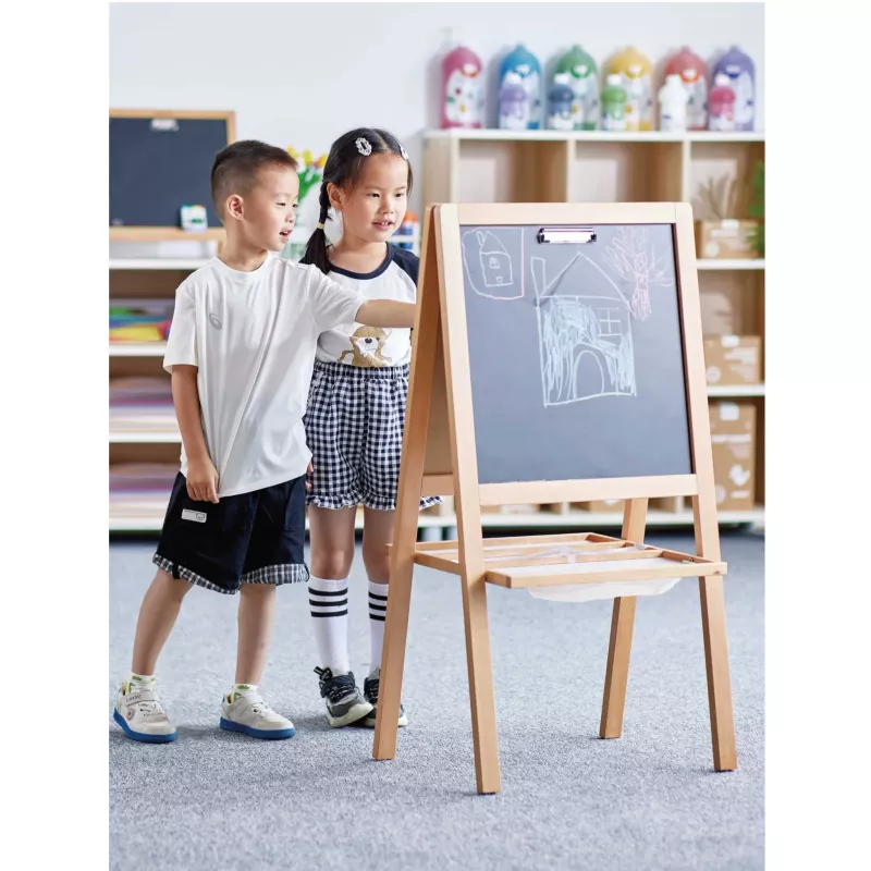 Kinder-Lernboard, Steh-Board, Schiefertafel, Kreideboard, Holzständer