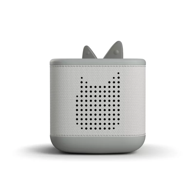 Box-Lautsprecher, tragbarer Lautsprecher, Stofftextur, Katzenohren, Grau-Weiß