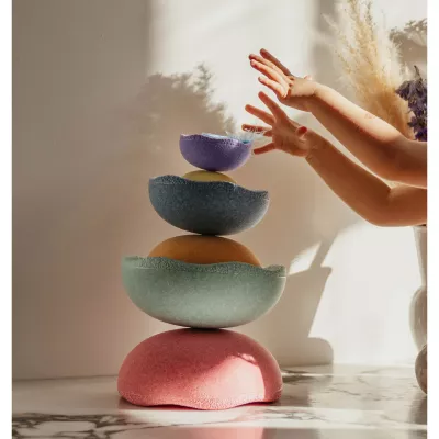 Stacking stones, Stone stack, Pastel bowls, Balancing stones, Kids play stones