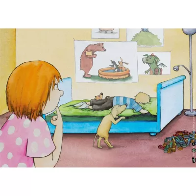 Kinderzimmer, Kinderbett, Tierfiguren, Plüschtiere, Bunte Poster