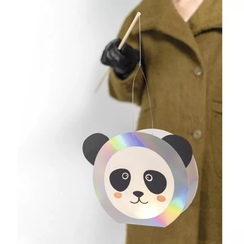 Panda Anhänger, hängbare Dekoration, regenbogen holografisch, Papierkunst, süßes Maskottchen