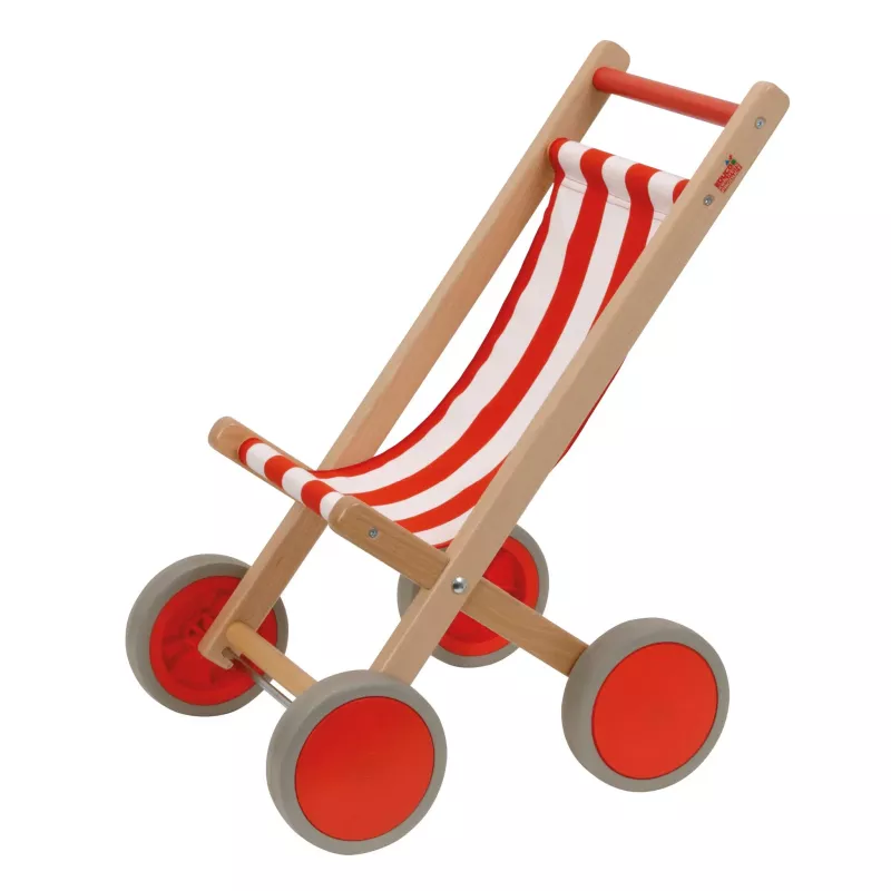 Kinderrad, Wagen, Holz, Streifendesign, rot