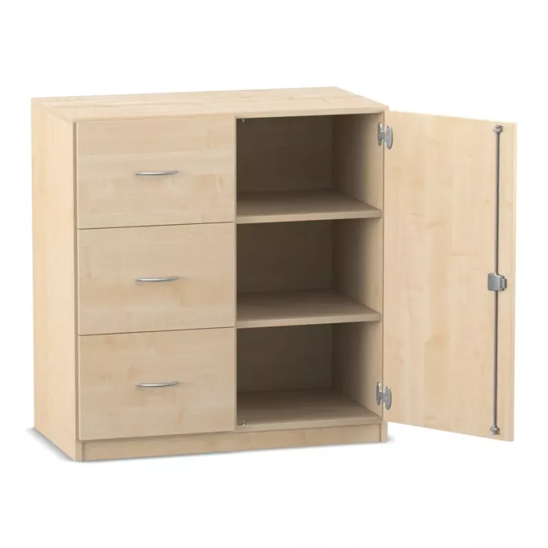 Küchenschrank, Schubladen, Offene Regalböden, Holzlook, Geräumig