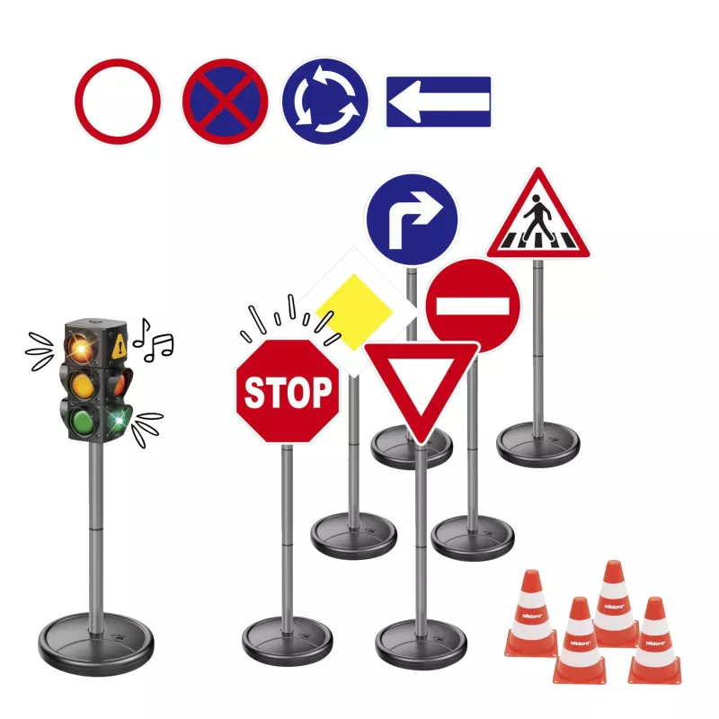 Verkehrsschilder, Straßenschilder, Baustellenabsperrung, Verkehrszeichen, Stoppschild