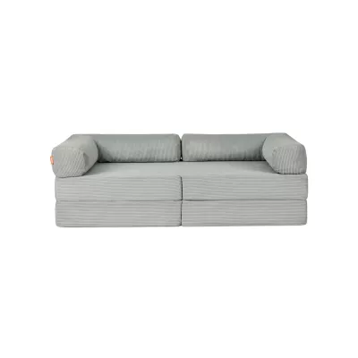 Sofa, Couch, Grau, Stoff, Kordel-Armlehne