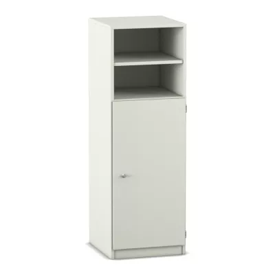 Schrank, Hochschrank, Schrank mit Tür, Hänge-/Regaloberteil, weiß