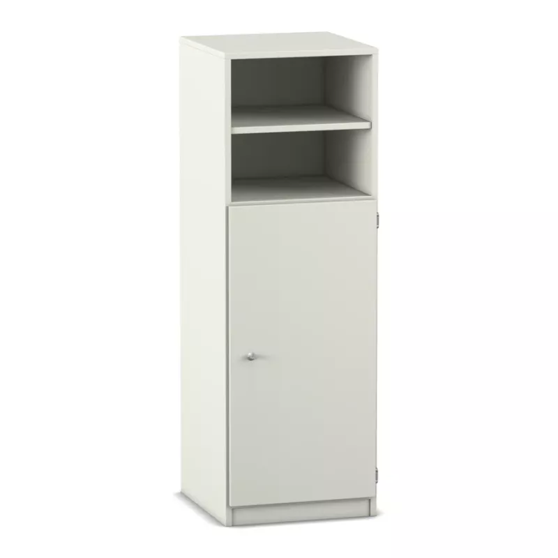 Schrank, Hochschrank, Schrank mit Tür, Hänge-/Regaloberteil, weiß