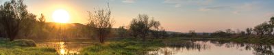 Landschaft, Sonnenuntergang, Fluss, Bäume, Gräser