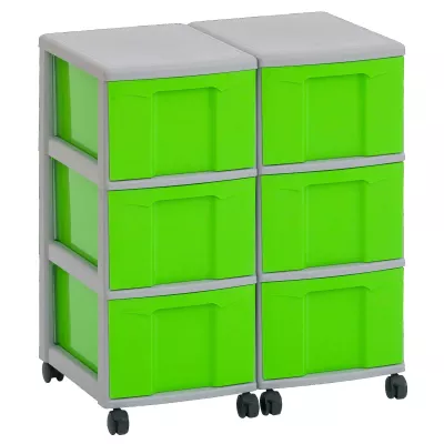 Kistenboxen, Aufbewahrungssystem, rollbare Schubladen, grün, Kunststoffboxen