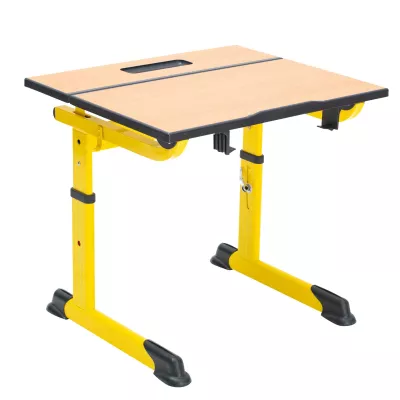 Schreibtisch, Werkbank, Klemmmechanik, Holzplatte, Gelb-schwarz