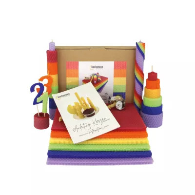 Bastelset, Wabbelkugeln, Bunte Würfel, Stumpenkerzen, Musterklebeband
