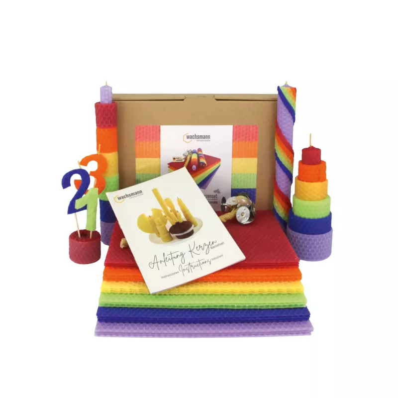 Bastelset, Wabbelkugeln, Bunte Würfel, Stumpenkerzen, Musterklebeband