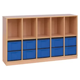 Klassenzimmerregal, 98 x 40,8 x 162,8, mit 5 Fächern und 10 Boxen