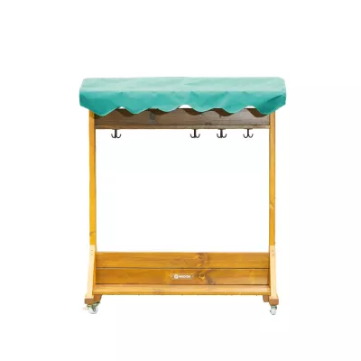 Kiosk-Tisch, Holzrahmen, Grill-/Theke, Griffe, Rollbarwagen