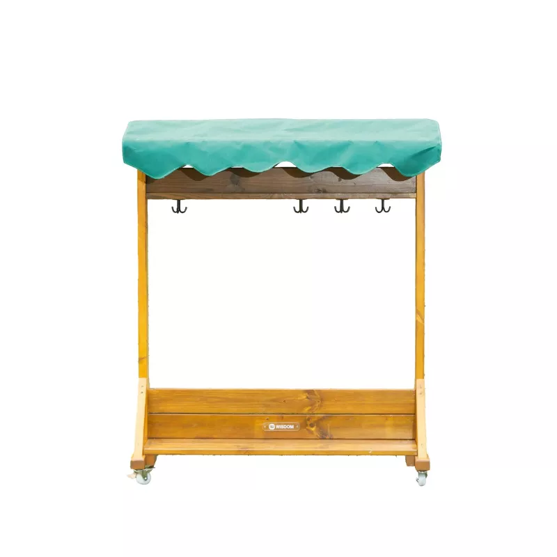 Kiosk-Tisch, Holzrahmen, Grill-/Theke, Griffe, Rollbarwagen