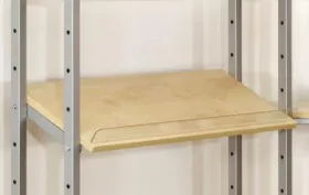 Schrägablage mit Aufkantung aus Kunstglas (nur für einseitige Wandregale)