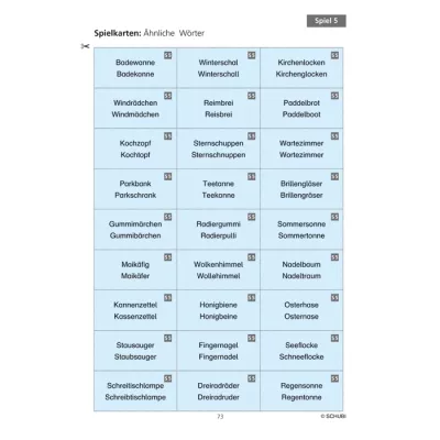 Badewanne, Badekappe, Winterbekleidung?, Wortkarten?, Schibubel