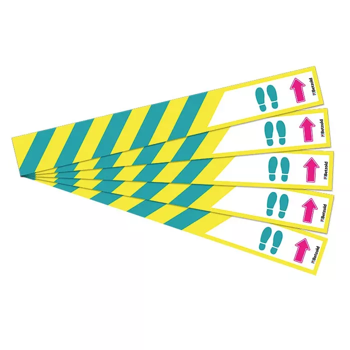 Sicherheitssignal, Warnband, bunte Markierung, Warnhinweis, Fußabdruck-Symbol
