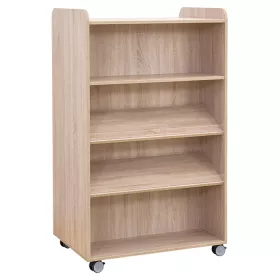 Flexeo® Bücherwagen schmal, 1 gerader Fachboden und 2 Schrägablagen je Regalseite