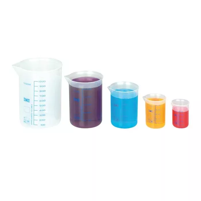 Messbecher, Bechergläser, transparent, Messskala, Mehrfarbig
